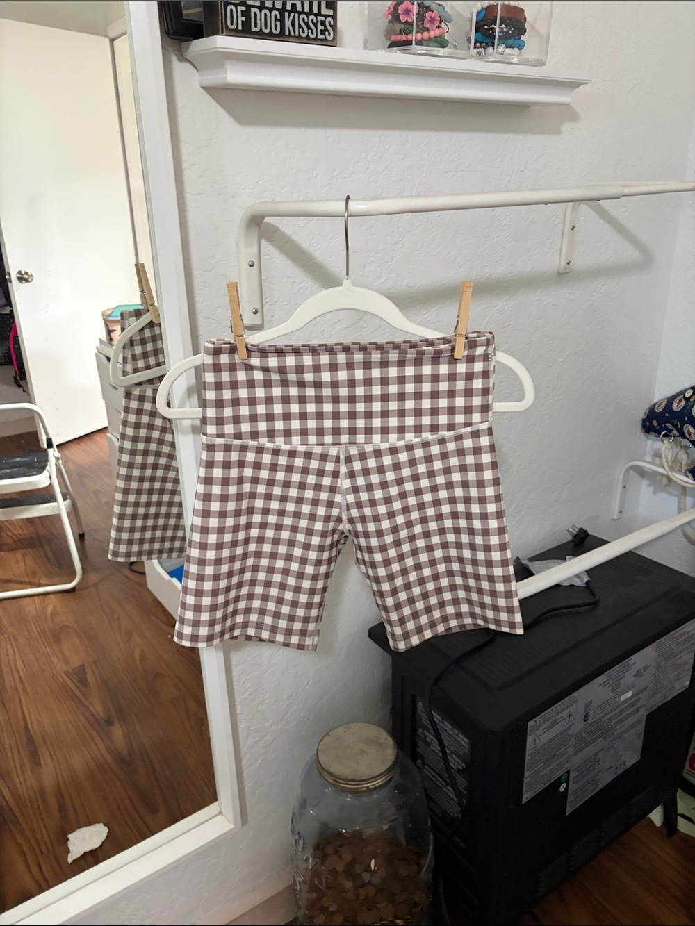 Lorna Jane Brown Gingham Bike Shorts
